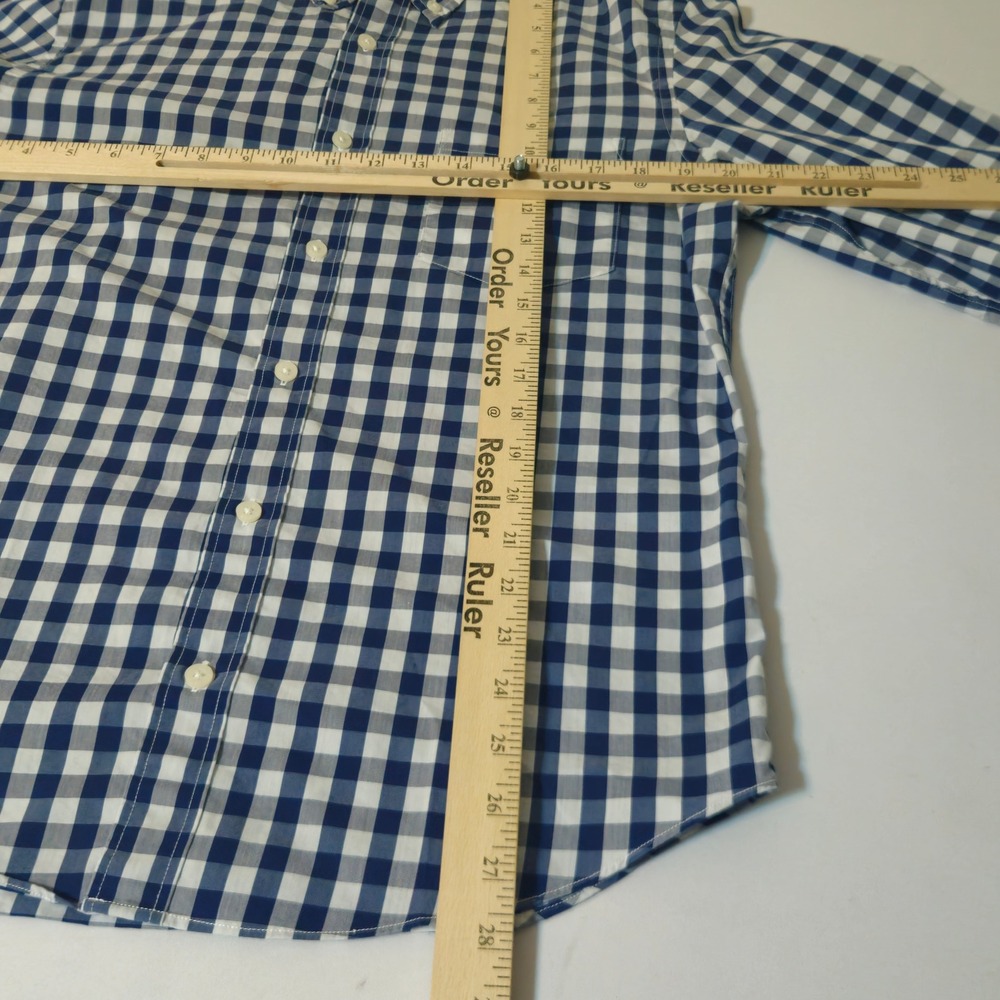 J.Crew Button Down Mens Medium Blue Gingham Slim Untucked Performance Shirt - Picture 4 of 8
